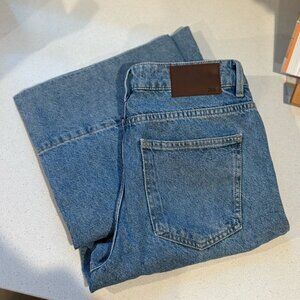 Zara Crop Wide Leg Front Seam Z1975 Jeans W/ High Waist